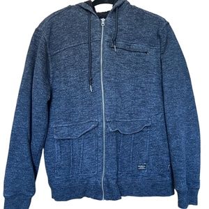 Oneill dark grey zip up jacket lined with fleece